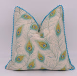 Peacock feather cushion